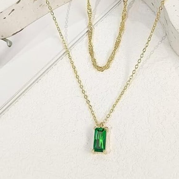 Neiman Marcus Dainty 18k Gold Plated Emerald Necklace - Picture 4 of 4